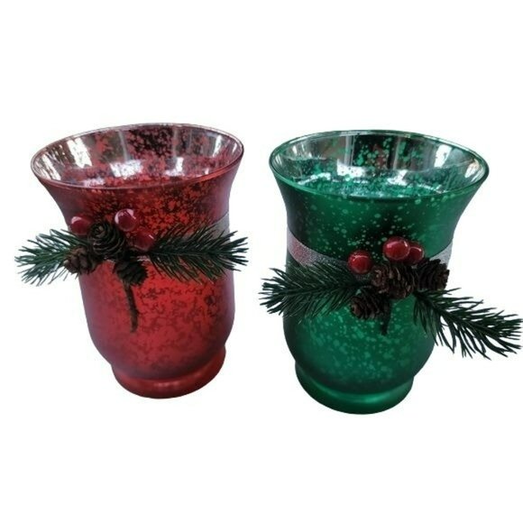 Set of Two Glass Hurricane T-Lite  Candle Holder 6in Tall - Picture 7 of 12